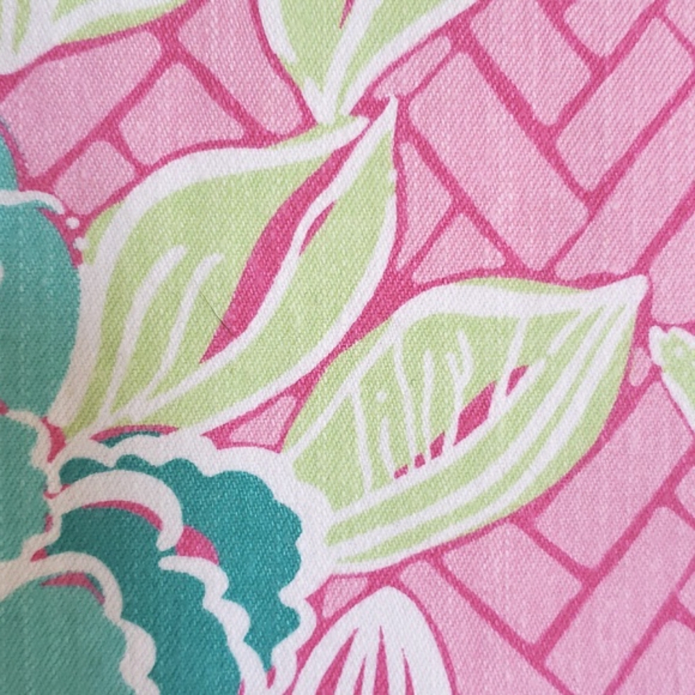 Handmade Pink & Green Tropical Floral Pencil Skirt | Summer Resort Medium - Picture 9 of 10